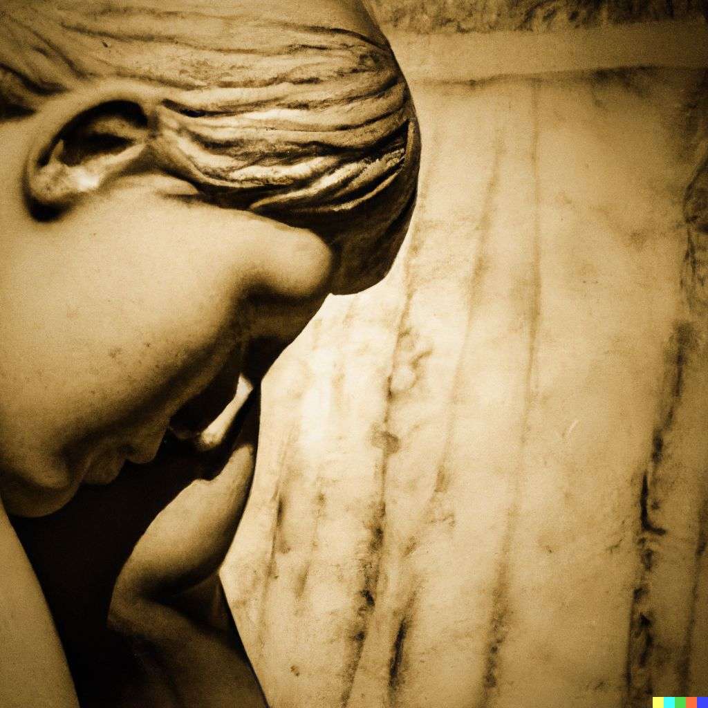a representation of anxiety, marble sculpture